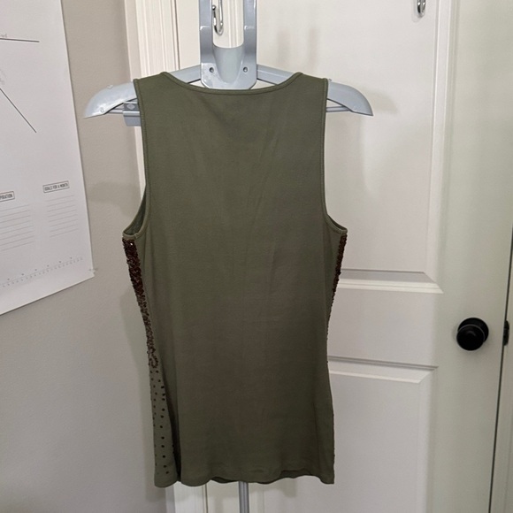Glamorous Olive Sequin Tank Top - Picture 3 of 6